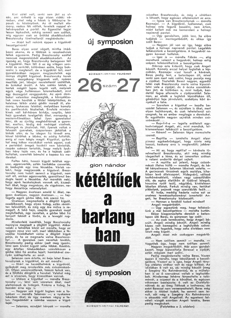 Új Symposion, 3. évf. 1967. június – július. 26–27. sz. 1–36. oldal