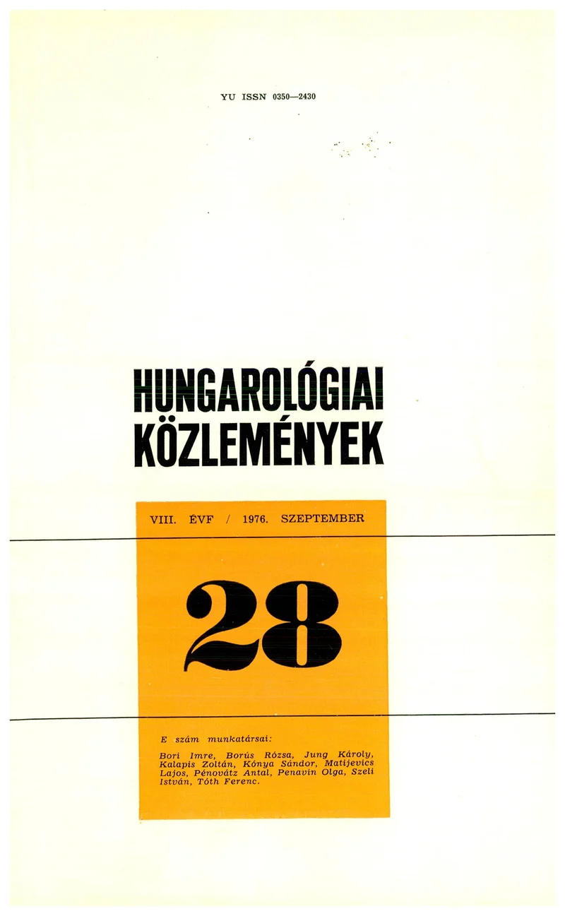Hungarológiai Közlemények